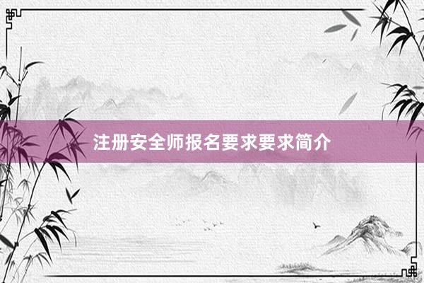 注册安全师报名要求要求简介