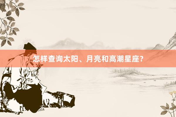 怎样查询太阳、月亮和高潮星座？